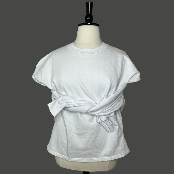 Sandrine Rose Convertible L/S S/S Distressed Sweatshirt White Women Medium NWT - Picture 9 of 14